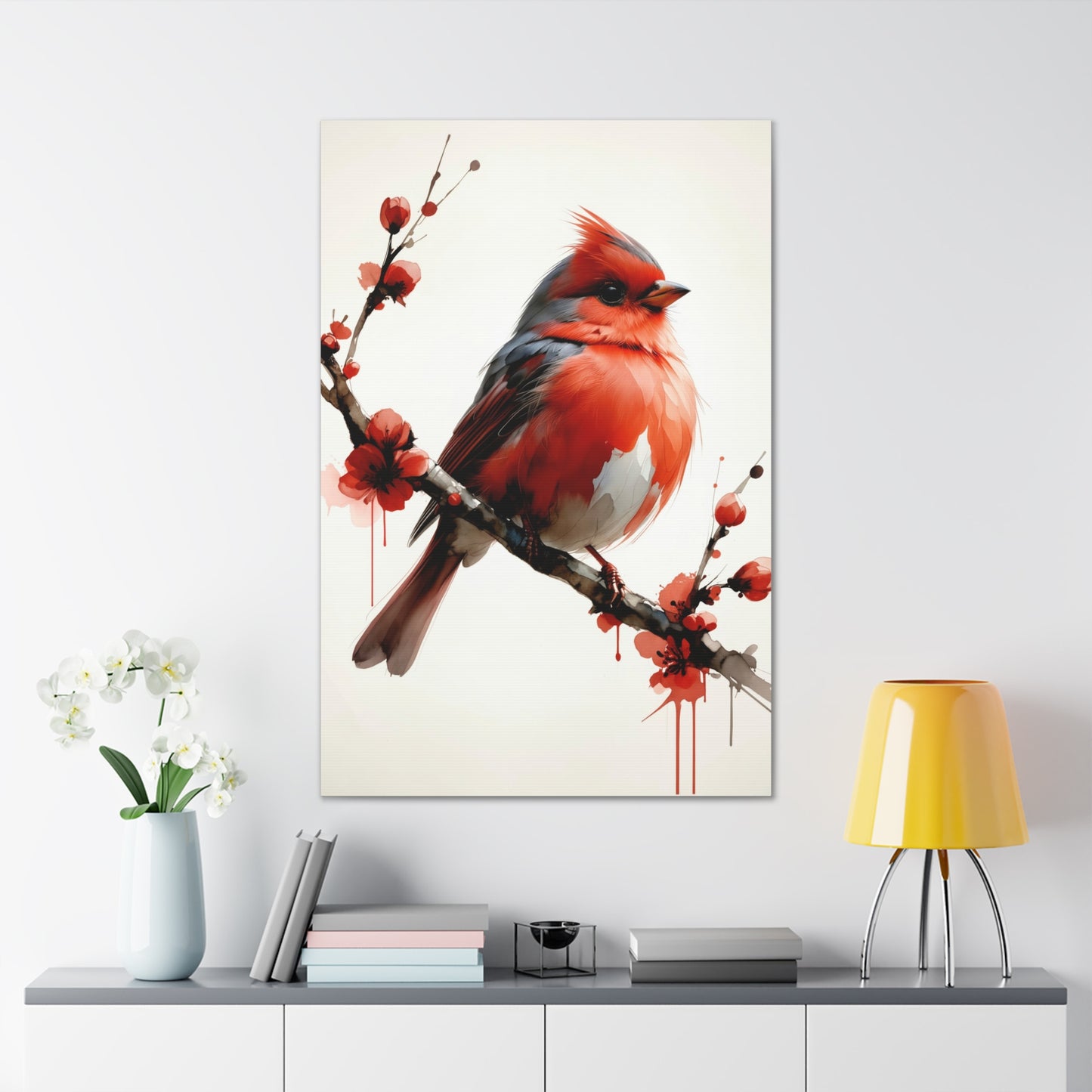 Vibrant Cardinal Among Blossoms 7J2L8