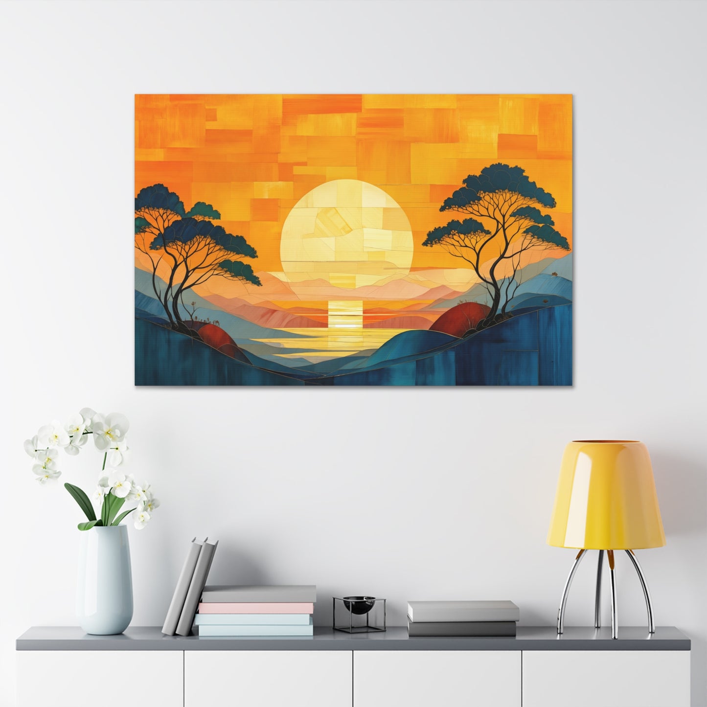 Serene Sunset: A Modern Landscape