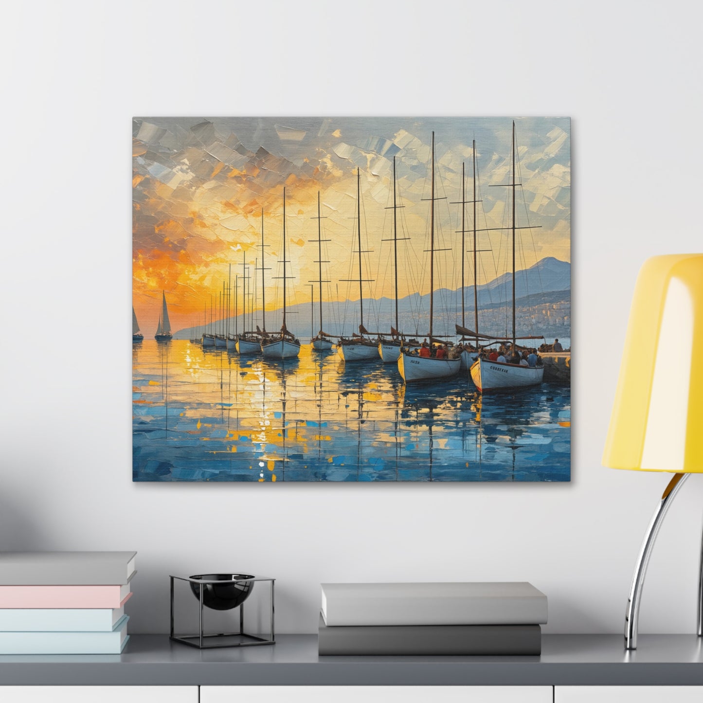 Sunset Symphony: Sailboats at Rest