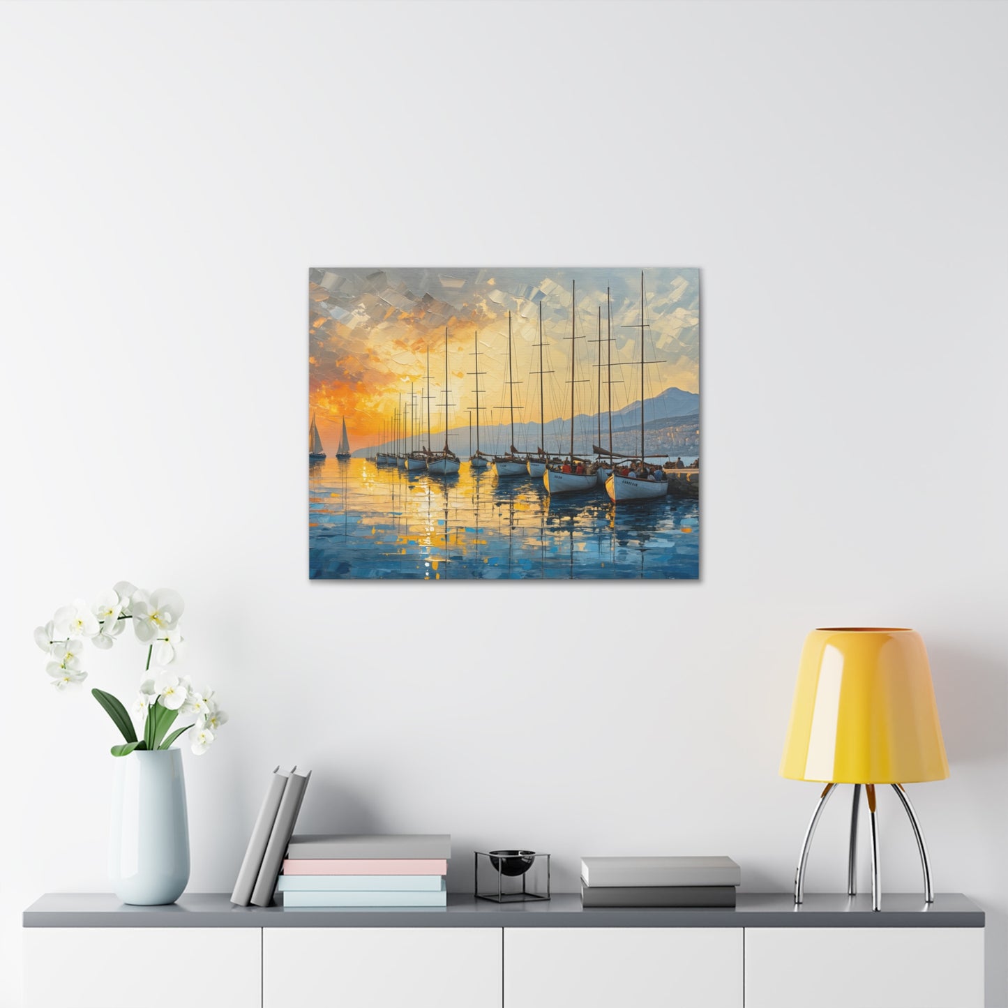 Sunset Symphony: Sailboats at Rest