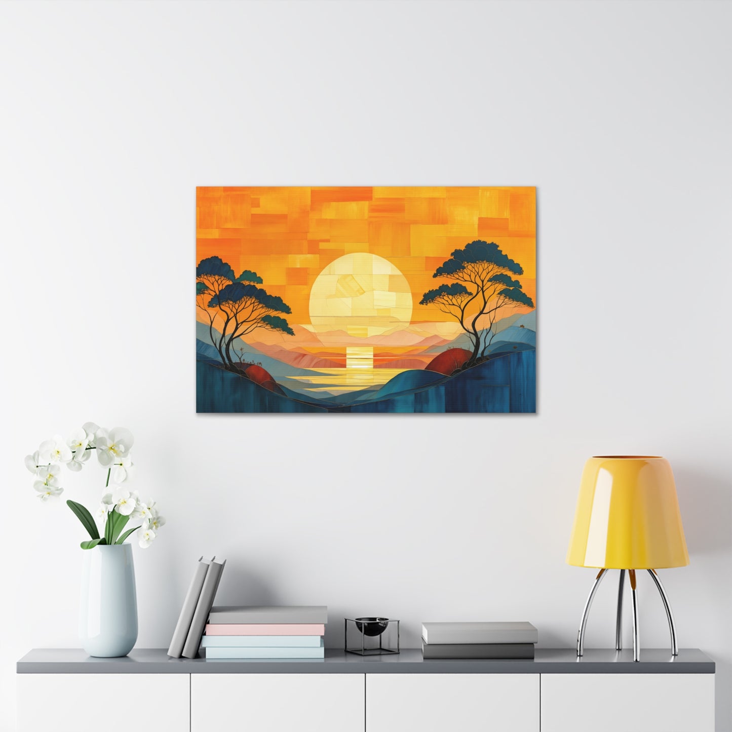 Serene Sunset: A Modern Landscape