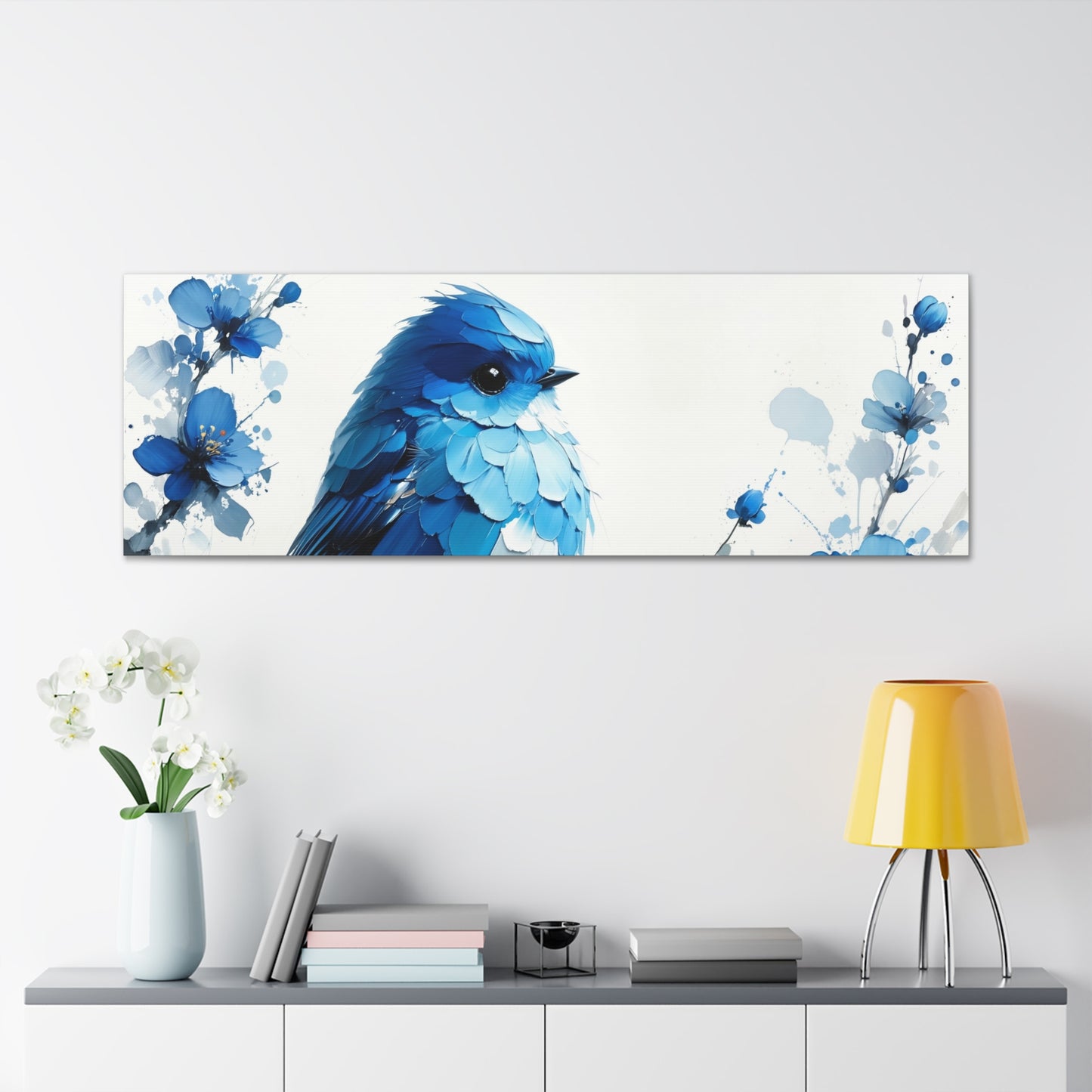 Cerulean Serenade on Blossoming Branch